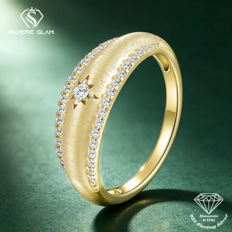 Anillo de plata de ley 925 con moissanita, para mujer y hombre, elaborado en Italia, con acabado cepillado, estilo bohemio y vintage, joya fina, ideal como regalo. 1 Anillo de plata de ley 925 con moissanita, para mujer y hombre, elaborado en Italia, con acabado cepillado, estilo bohemio y vintage, joya fina, ideal como regalo. 1