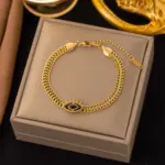 Conjunto de joyería Vintage elegante para mujer, collar de ojo de diablo, gargantilla dorada, pulsera de boda nupcial, regalo de fiesta, 2 uds. 3