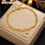 DIEYURO-tobilleras multicapa de acero inoxidable 316L para mujer y niña, cadena de pierna, joyería impermeable, regalo 1