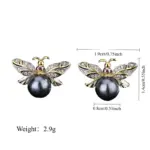 Conjunto de joyería Vintage elegante para mujer, collar de abeja pequeña de perlas grises, gargantilla de cristal brillante, pendientes de boda para fiesta, 3 uds. 5
