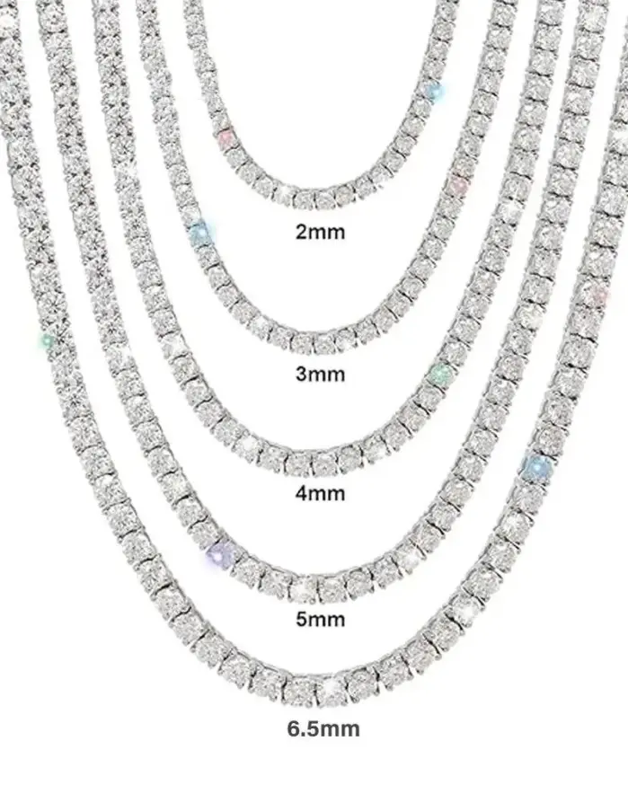 Collar de tenis de moissanita con certificado TY GRA, collares de tenis de plata sólida 925 de 2/3/4/5/6,5mm con diamantes para mujer y hombre 2