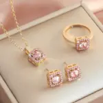 Conjunto de joyería Vintage elegante para mujer, lujoso collar con incrustaciones de circón, gargantilla de cristal brillante, pendientes de boda para fiesta, 4 Uds. 2