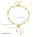DIEYURO-tobillera de doble capa con borla de flores y diamantes de imitación blancos de acero inoxidable 316L para mujer, cadena para pie a la moda, joyería, regalo de vacaciones 2