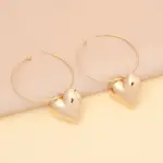 Conjunto de 4 piezas: collar de cadena con colgante de doble corazón, pendientes y pulseras de múltiples capas, de color dorado, para mujer. 4