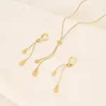Juego de 3 piezas: collar y pendientes ajustables de acero inoxidable 316L, nuevo modelo de joyería de moda en color dorado para mujer, ideal como regalo para fiestas. 5