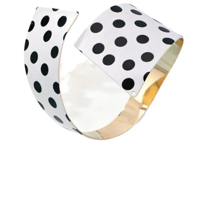 Juego de 2 Anillos de Pulsera con Diseño de Puntos Blancos y Negros, Estilo Minimalista, Abiertos, para Mujer, Accesorio Diario para Vacaciones 4