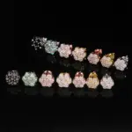 Pendientes TY Moissanite para mujer, pendientes de plata de ley 925 con forma de flor, oro rosa, Color D VVS1, joyería fina, regalo de fiesta 4