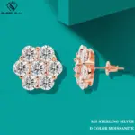 Pendientes TY Moissanite para mujer, pendientes de plata de ley 925 con forma de flor, oro rosa, Color D VVS1, joyería fina, regalo de fiesta 1