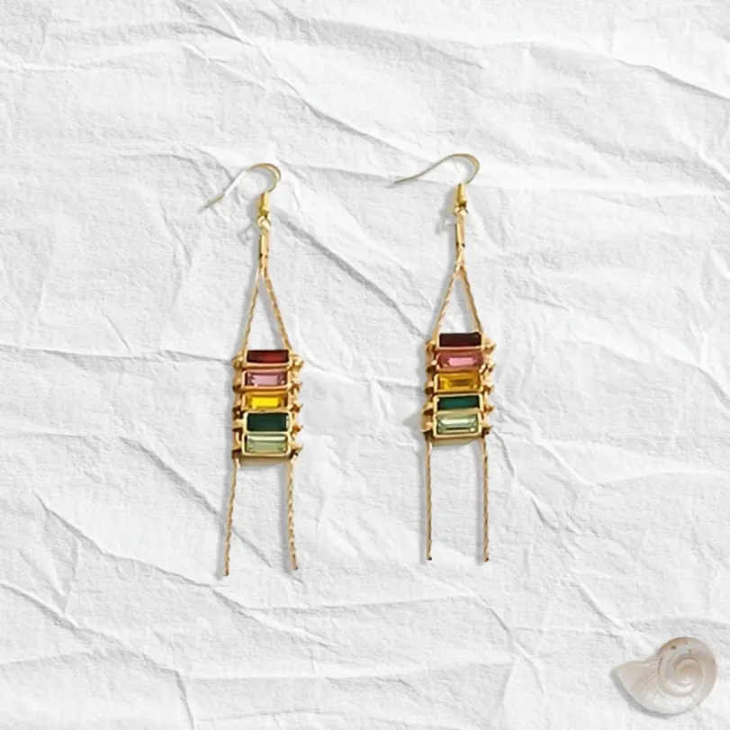 Juego de Joyería Vintage Elegante de 3 Piezas para Mujer, Collar con Pedrería Colorida, Gargantilla de Cristal Brillante, Aretes para Novia, Boda, Fiesta 5