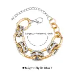 Collar de cadena gruesa de metal mixto, gargantilla de eslabones de cable de dos tonos, conjunto de pulsera a juego de oro y plata texturizados, joyería de lujo llamativa 6