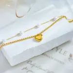 DIEYURO-tobilleras de acero inoxidable 316L para mujer y niña, cadena de pierna de 2 capas con abalorio de perlas y corazón, joyería de tendencia, regalo de cumpleaños, 2023 5