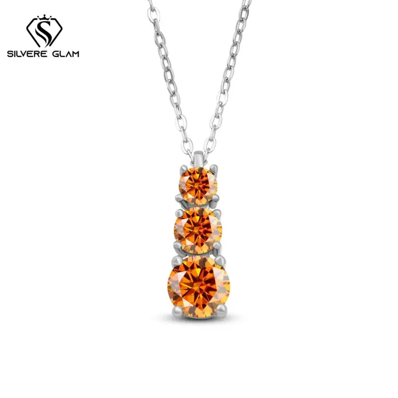 Colgante de calabaza de moissanita de Color D de 1,8 quilates, collar delicado para mamá, collar clásico de Plata de Ley 925 para mujer, joyería fina para fiesta 5