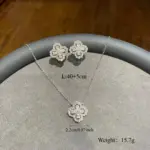 Conjunto de joyería Vintage elegante para mujer, collar de trébol de cuatro hojas, gargantilla de cristal brillante, pendientes de boda para fiesta, 3 uds. 5