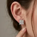 Pendientes de plata de ley Ts S925 con moissanita cuadrada Princess para mujer, joyería de laboratorio con moissanita color D, pendientes de plata de ley 2