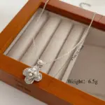 Juego de Joyería Vintage Elegante de 3 Piezas para Mujer, Collar de Perlas con Flores, Gargantilla de Cristal Brillante, Aretes de Novia para Boda, Fiesta 5