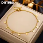 DIEYURO-tobilleras de mariposa de Color dorado de acero inoxidable 316L para mujer y niña, cadena para pierna de nueva tendencia, joyería que no se decolora, regalo para fiesta 1
