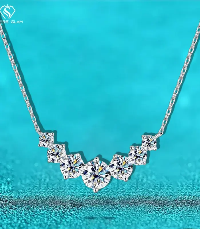 Collar de moissanita TY para mujer, joyería fina de boda con certificados, collar de oro blanco de 18k chapado en plata esterlina 925 1