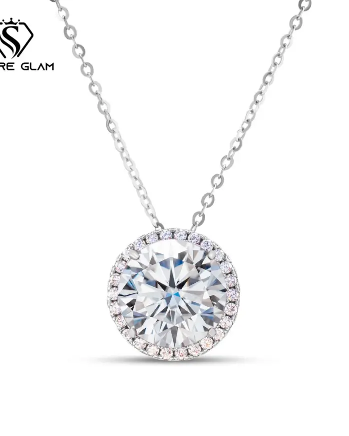Collar de plata de ley 925 para mamá, colgante redondo de moissanita de Color 5CT D, collar de hadas, joyería fina para fiesta de San Valentín 1