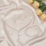 Conjunto de joyería Vintage elegante para mujer, collar con estilo de cadena de garra exquisita, Gargantilla dorada, pulsera de boda nupcial, regalo de fiesta, 5 uds. 1