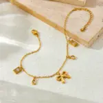 DIEYURO 316L Acero inoxidable lazo dorado corazón cuadrado circón tobillera para mujer tendencia moda cadena de pie joyería regalo de vacaciones 3