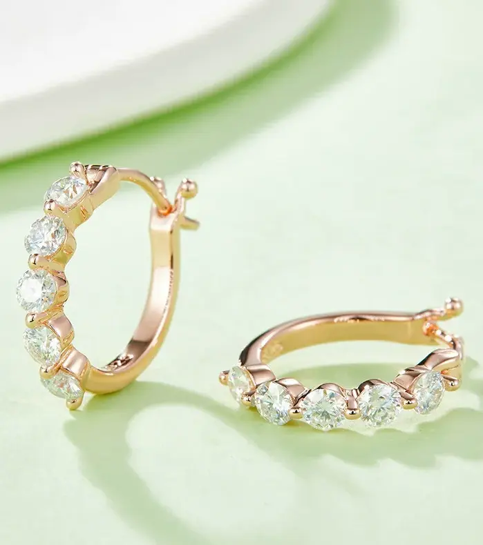 Pendientes tipo botón de moissanita de Plata de Ley 925 TY para mujer, Clips de pendientes de oro rosa, joyería fina de Color D 2
