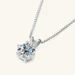 Collares con colgante de moissanita TY 1ct, collar solitario de plata de ley S925, cadenas para mujeres, regalos de joyería fina 4