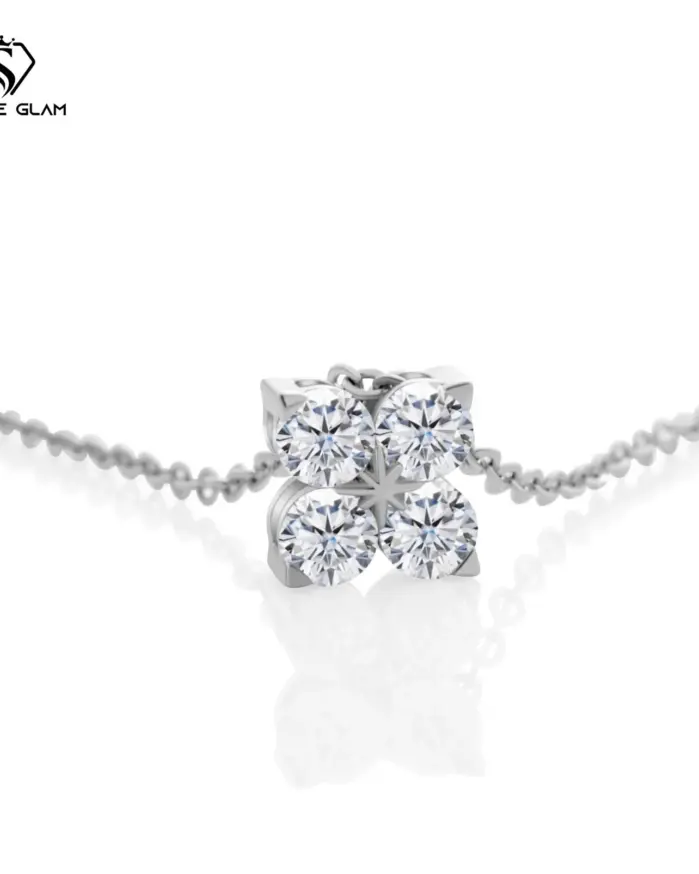 Collar clásico de plata de ley 925 de cuatro hojas, cadena de plata de moissanita de Color 0,4 CT D para mujer, joyería fina, regalo para fiesta de cumpleaños 1