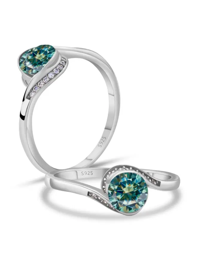 Anillo de Hada en espiral de moissanita de Color D de 1CT, anillo de plata 925S Simple y elegante para mujer, joyería exquisita duradera para citas y bodas 2