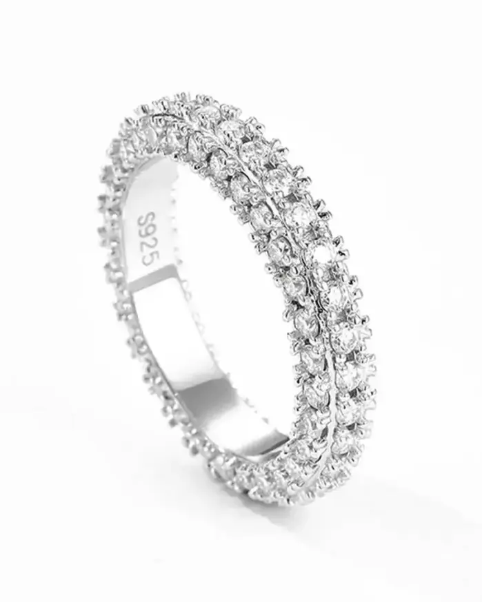 Anillos de Moissanita TY D VVS1 para Mujer y Hombre, Anillo de Eternidad con Diamantes de Laboratorio, con Certificado GRA, Anillo de Plata S925 Chapado en Oro de 18k 1