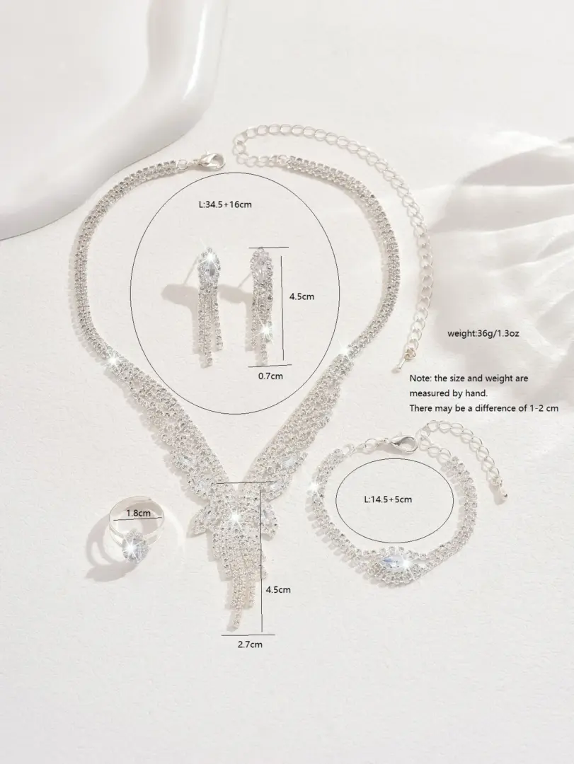 Conjunto de 5 piezas de joyería de moda para mujer, collar con borlas huecas, anillo, aretes, pulsera, conjunto de joyería para boda, banquete, fiesta, festival, regalo para dama 6