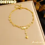 DIEYURO-tobillera de acero inoxidable 316L, cadena de pie, joyería glamurosa, circón redondo, doble capa, corazón, mamá dorada, regalo de vacaciones 1