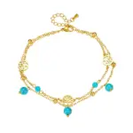 DIEYURO-tobilleras de acero inoxidable 316L para mujer y niña, cadena de pierna, multicapa, redonda, árbol, piedra verde, joyería impermeable, nueva tendencia 6