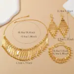 Conjunto de Joyería Boho Chic con Collar Bib, Pendientes Colgantes Glamurosos y Pulsera, Kit de Joyería Floral Único para Damas de Honor, Noche de Gala de Verano 4