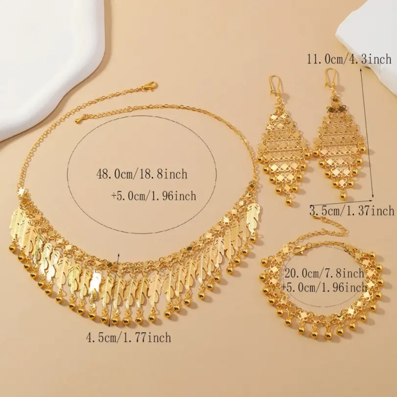 Conjunto de Joyería Boho Chic con Collar Bib, Pendientes Colgantes Glamurosos y Pulsera, Kit de Joyería Floral Único para Damas de Honor, Noche de Gala de Verano 4