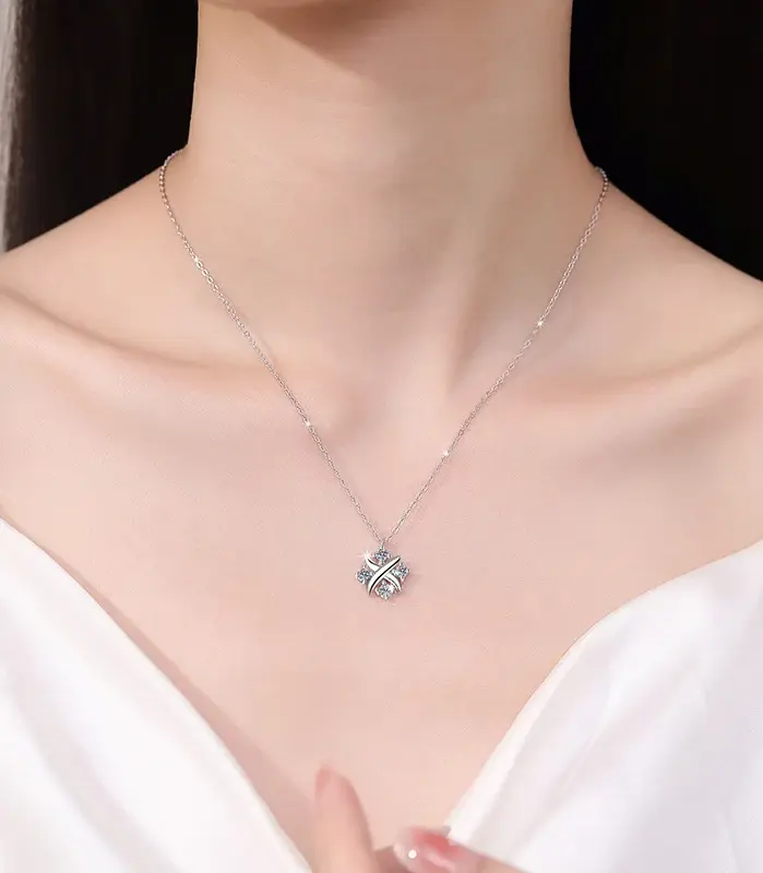 TY nuevo collar de moissanita de Plata de Ley 925 chapado en oro Pt950 cadena de clavícula de lujo ligera de alta gama 2
