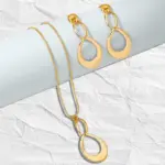 Conjunto de Joyería Geométrica Hueca Irregular, Collar con Colgante de Lágrima Triple Entrelazada y Pendientes Colgantes, Estilo Minimalista Europeo Americano 4