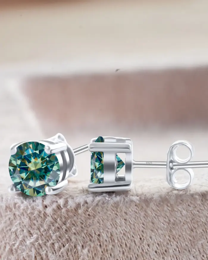 Pendientes redondos simples de Plata de Ley 925, pendientes de hadas de moissanita de Color 0,1-3CT D, accesorios para mujer para fiesta de San Valentín 2