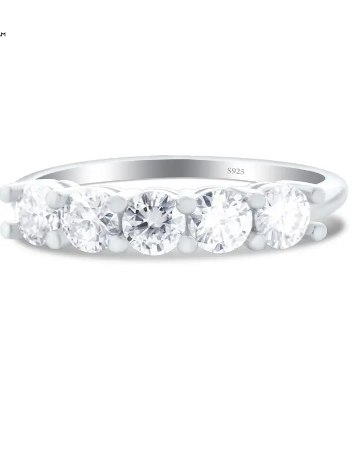 Anillo de moissanita brillante de 0.3CT*5, color D, de plata esterlina 925 auténtica, joyería clásica para mujer, ideal para bodas. 1