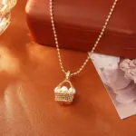 Juego de Joyería Vintage Elegante de 3 Piezas para Mujer, Collar con Diseño de Cesta de Flores Hueca, Gargantilla de Cristal Brillante, Aretes para Novia, Boda, Fiesta 2