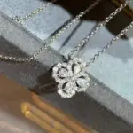 Conjunto de joyería Vintage elegante para mujer, collar de trébol de cuatro hojas, gargantilla de cristal brillante, pendientes de boda para fiesta, 3 uds. 2