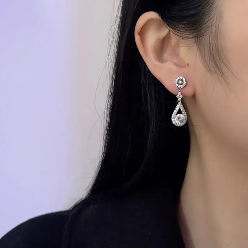 Pendientes TY de Plata de Ley 925 con moissanita para mujer, 1 CT D VVS1, circonita moissanita, pendientes colgantes multicolores, joyería de lujo 4