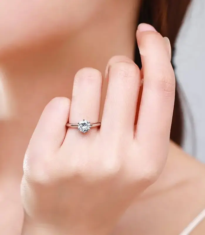 Anillo solitario de moissanita TY 0,5-5CT, banda de compromiso de boda de plata 925 para mujer, joyería con certificado 2
