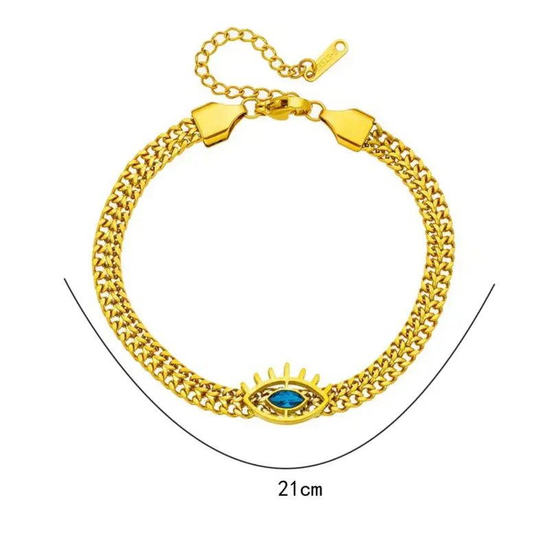 Conjunto de joyería Vintage elegante para mujer, collar de ojo de diablo, gargantilla dorada, pulsera de boda nupcial, regalo de fiesta, 2 uds. 6