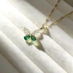 Conjunto de Joyería Romántico con Mariposas Verdes, Elegante Collar con Colgante de Circonio, Pendientes, Combinación de Joyería de Hadas a la Moda para Mujer, Regalo 2