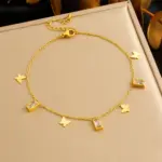 DIEYURO-tobilleras cuadradas de mariposa dorada de acero inoxidable 316L para mujer, cadenas para pies de nueva tendencia, joyería antioxidante, regalo de vacaciones 6