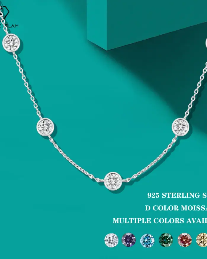 Collar de moissanita TY 2.5CT, collar con colgante de burbuja de Plata de Ley 925, Color D con joyería fina minimalista GRA para fiesta 1