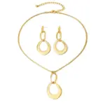 Conjunto de Joyería Geométrica Hueca Irregular, Collar con Colgante de Lágrima Triple Entrelazada y Pendientes Colgantes, Estilo Minimalista Europeo Americano 5