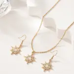 Juego de Joyería Elegante y Moderno de 3 Piezas para Mujer, Collar con Estrella Dorada y Sol, Gargantilla Brillante con Cristales, Aretes para Uso Diario Informal, Regalo 4