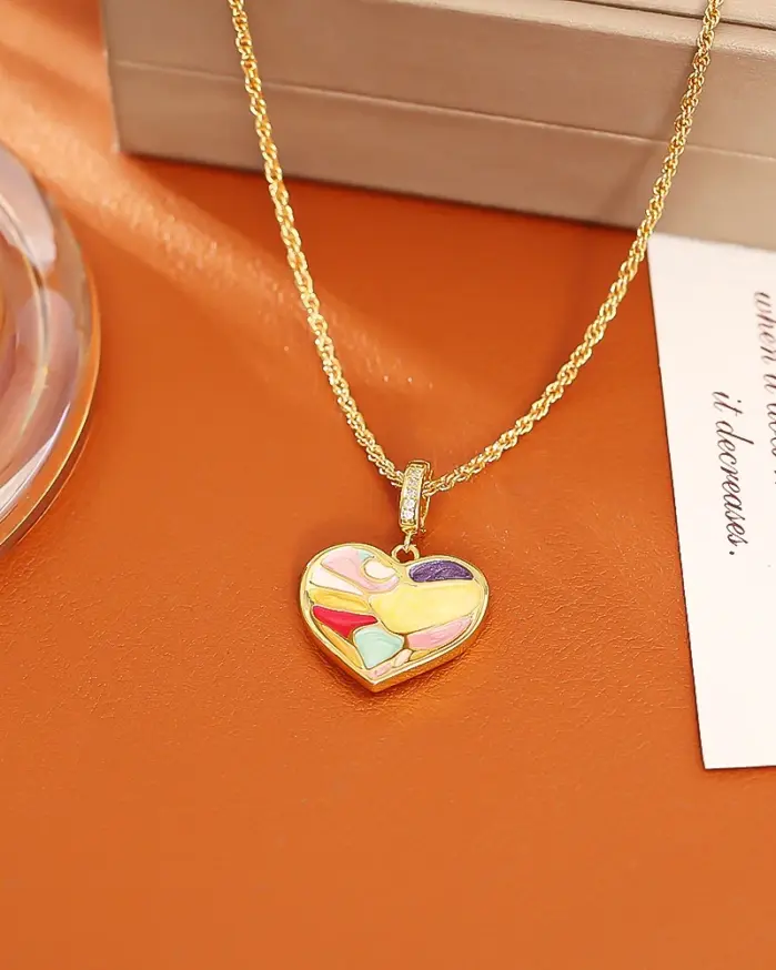 Juego de Joyería Vintage Elegante de 3 Piezas para Mujer, Collar con Esmalte que Simula Goteo de Aceite, Gargantilla Brillante, Aretes para Novia, Boda, Fiesta 2