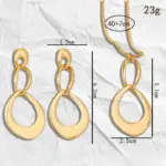 Conjunto de Joyería Geométrica Hueca Irregular, Collar con Colgante de Lágrima Triple Entrelazada y Pendientes Colgantes, Estilo Minimalista Europeo Americano 3